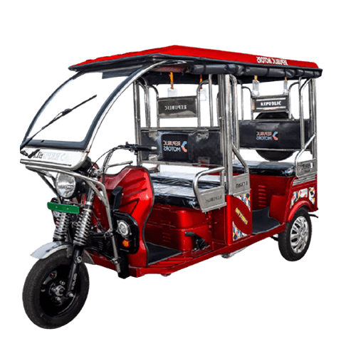 a red colour e-rikshaw with transparent background