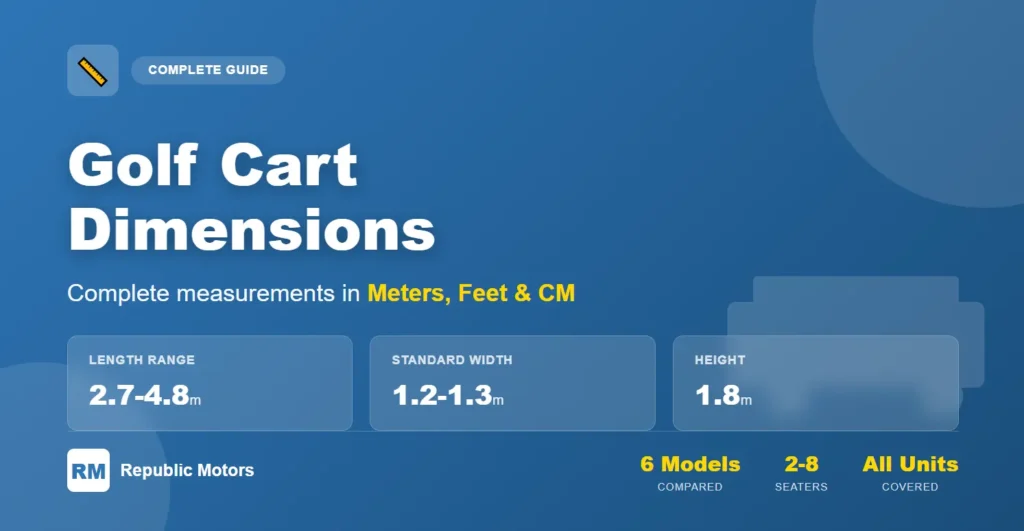 golf cart dimensions in meter, cm and feet